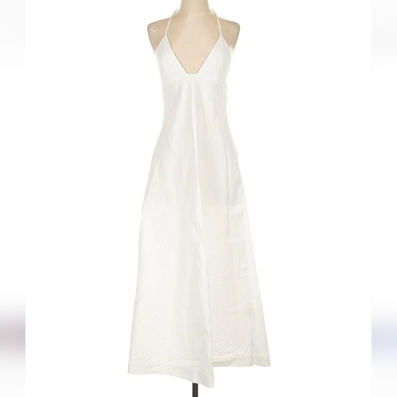 NWT Zara - Cotton White Open Back Spaghetti Strap Midi Dress - Picture 11 of 11